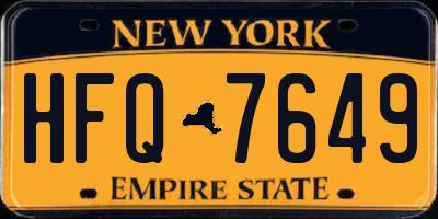 NY license plate HFQ7649