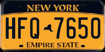 NY license plate HFQ7650
