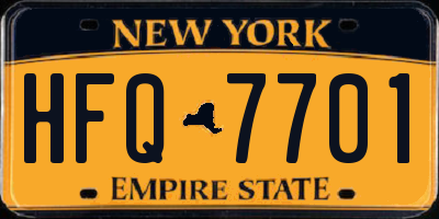 NY license plate HFQ7701