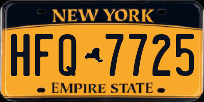 NY license plate HFQ7725