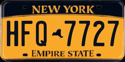 NY license plate HFQ7727