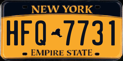 NY license plate HFQ7731