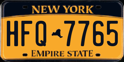 NY license plate HFQ7765