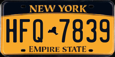 NY license plate HFQ7839
