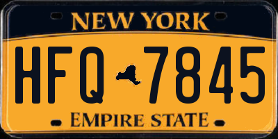 NY license plate HFQ7845