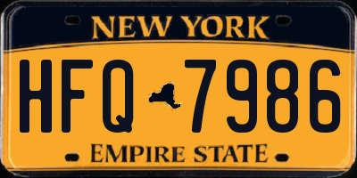 NY license plate HFQ7986