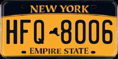 NY license plate HFQ8006