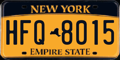 NY license plate HFQ8015