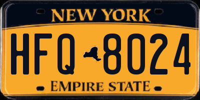 NY license plate HFQ8024