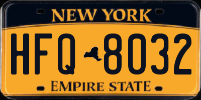NY license plate HFQ8032