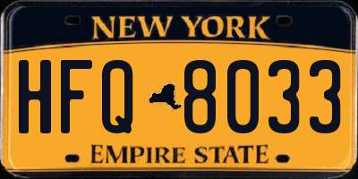 NY license plate HFQ8033