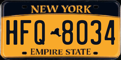 NY license plate HFQ8034
