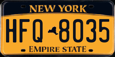 NY license plate HFQ8035