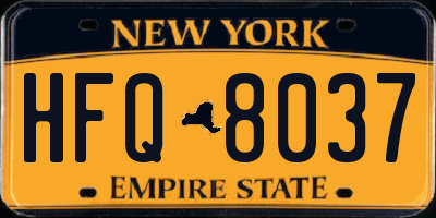 NY license plate HFQ8037