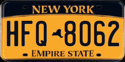 NY license plate HFQ8062