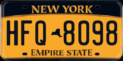 NY license plate HFQ8098