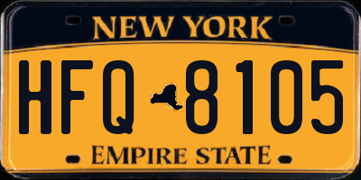 NY license plate HFQ8105
