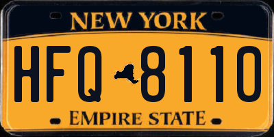 NY license plate HFQ8110