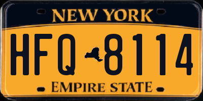 NY license plate HFQ8114