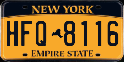 NY license plate HFQ8116