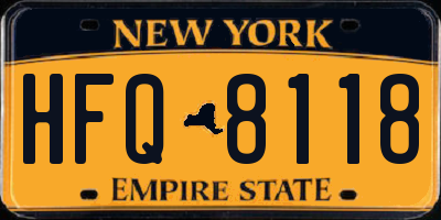 NY license plate HFQ8118