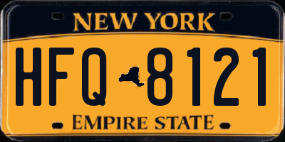 NY license plate HFQ8121