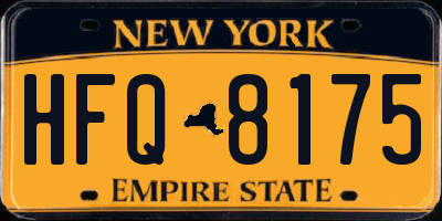 NY license plate HFQ8175