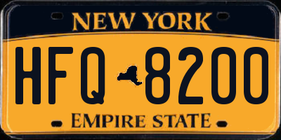 NY license plate HFQ8200