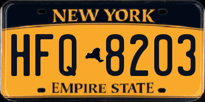 NY license plate HFQ8203