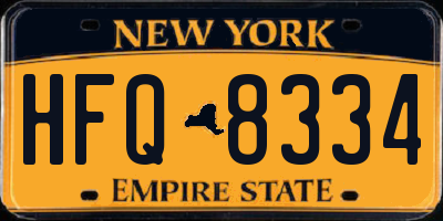 NY license plate HFQ8334