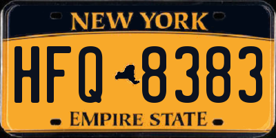 NY license plate HFQ8383