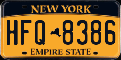 NY license plate HFQ8386
