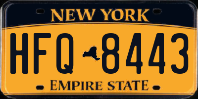 NY license plate HFQ8443