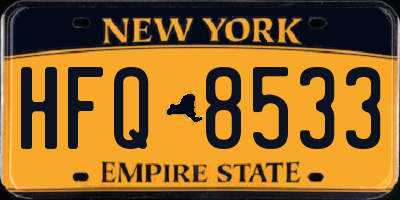 NY license plate HFQ8533