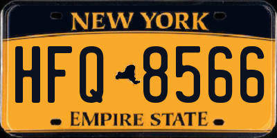 NY license plate HFQ8566
