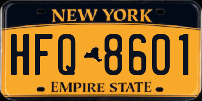 NY license plate HFQ8601