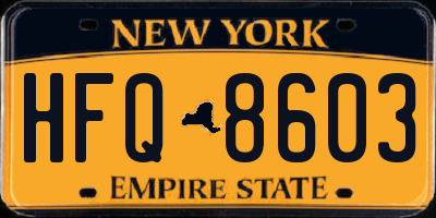 NY license plate HFQ8603