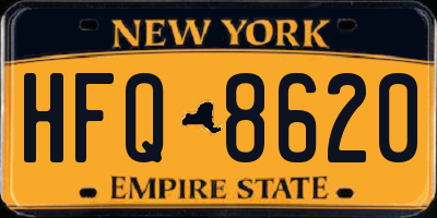 NY license plate HFQ8620