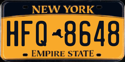 NY license plate HFQ8648
