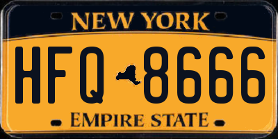 NY license plate HFQ8666