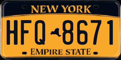 NY license plate HFQ8671