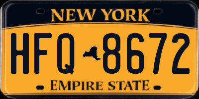 NY license plate HFQ8672