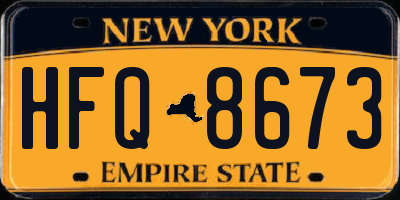 NY license plate HFQ8673