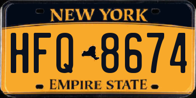 NY license plate HFQ8674