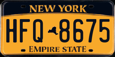 NY license plate HFQ8675