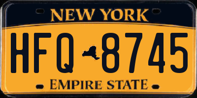 NY license plate HFQ8745