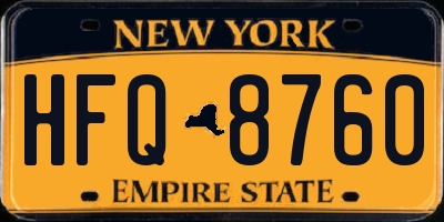 NY license plate HFQ8760