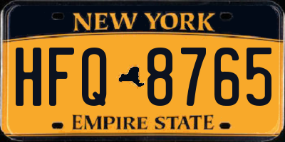 NY license plate HFQ8765