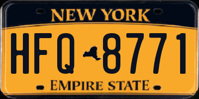 NY license plate HFQ8771