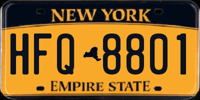 NY license plate HFQ8801